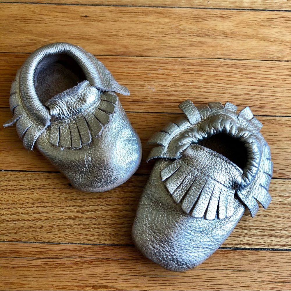 Toddler gold boutique moccasins